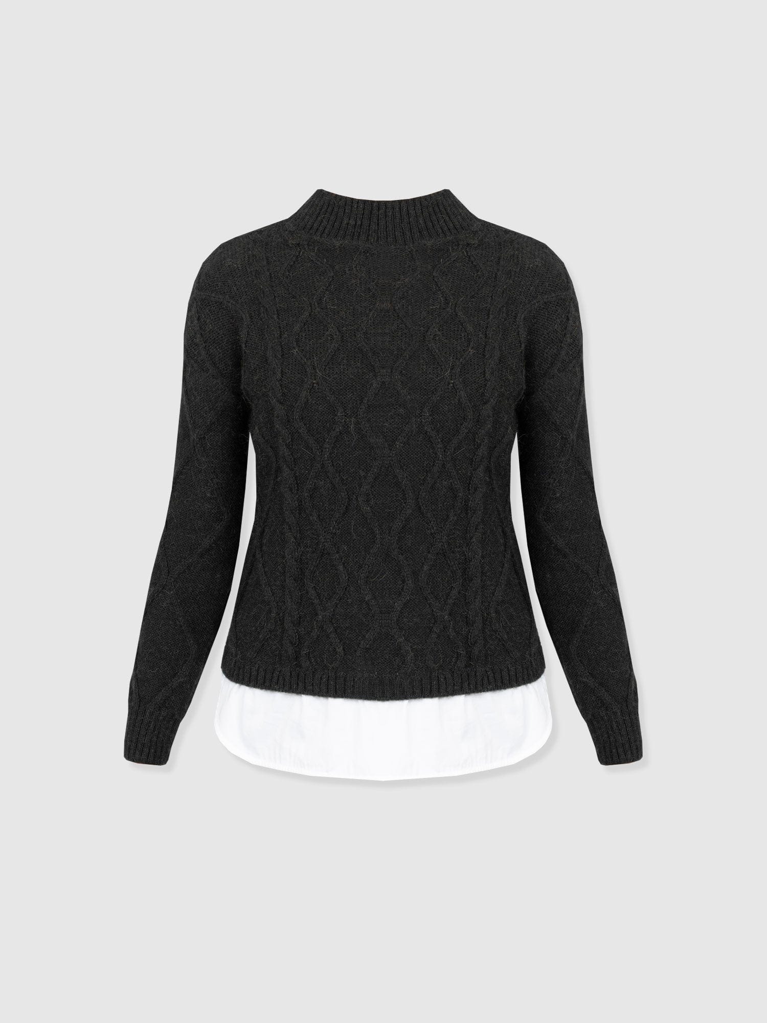 Arden Mock Shirt Jumper - Black - Women's Knitwears | Saint + Sofia® USA